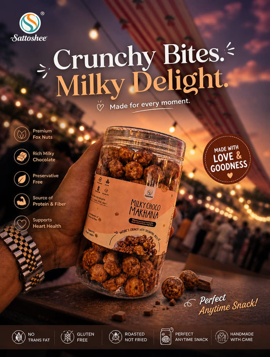 Sattoshee Milky Choco Makhana – Guilt-Free Crunch with Chocolate Delight