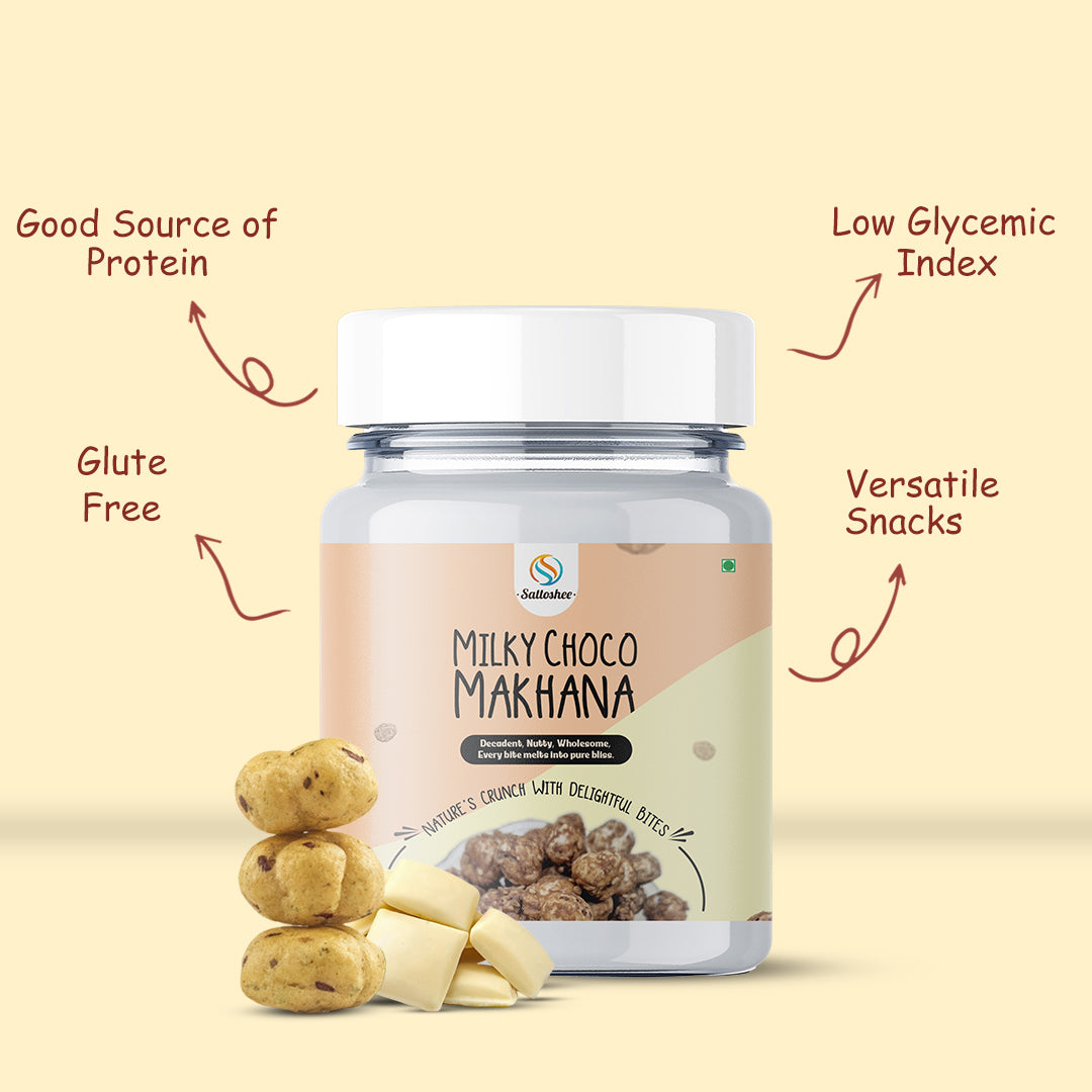 Sattoshee Milky Choco Makhana – Guilt-Free Crunch with Chocolate Delight