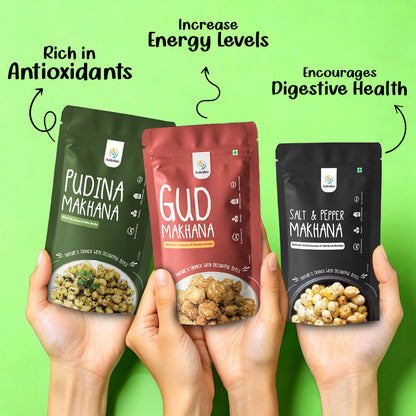 Sattoshee Makhana Combo – 3 Flavours of Wholesome Crunch